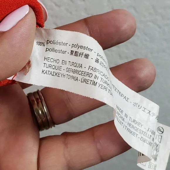 Zara Flowy Red Short Sleeve Dress Size Large Summer Party - Picture 7 of 8